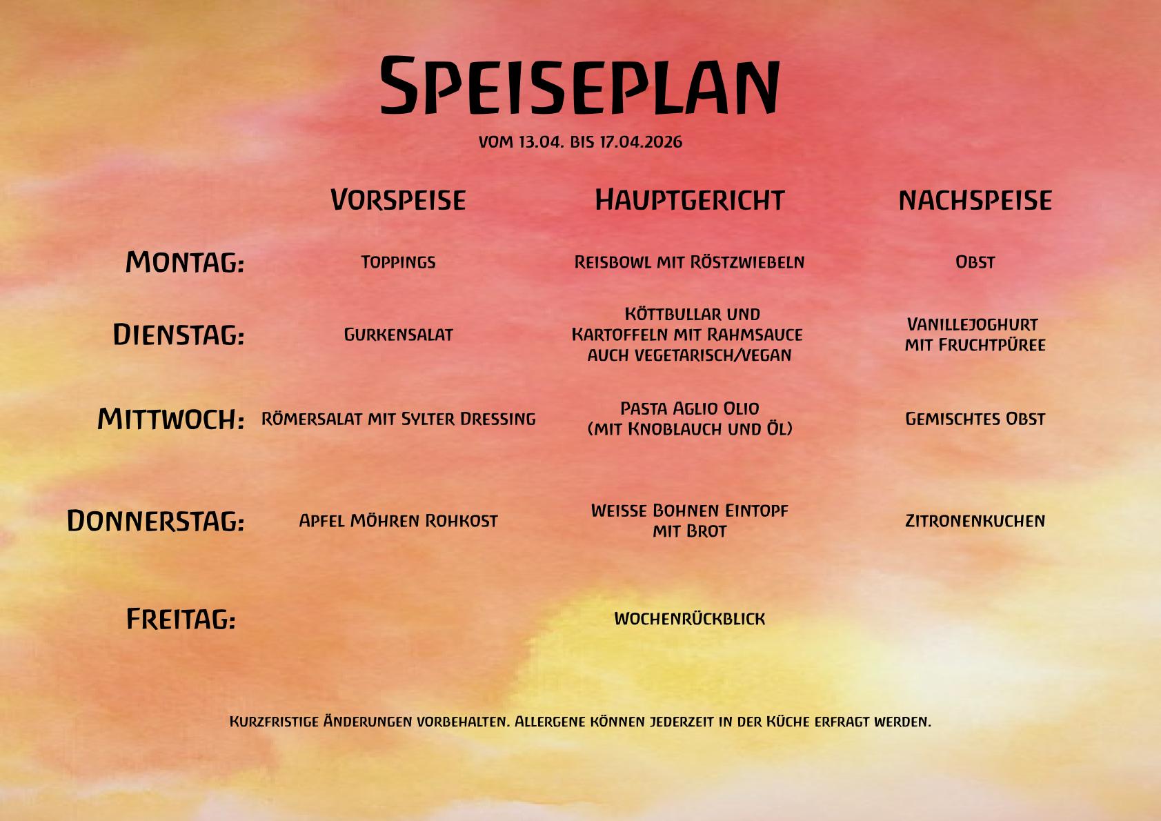 Speiseplan